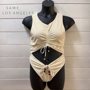 SAME LOS ANGELES Cream One-Piece Swimsuit - Size XXL
